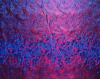 Purple Brocade Fabric Antique Embossed  Blue Floral Jacquard Fabric for Runway Dress Prom Gown  56 inches Width