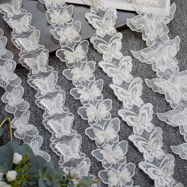 Garniture de papillon par cour Perles Lace Fringe Trim Flying Butterflies Ribbon Couture Embellie pour diy crafting wedding application