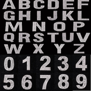 Autoadesivo strass letras glitter alfabeto adesivos números apliques prata cristal carta adesivos para roupas jeans bonés sapatos