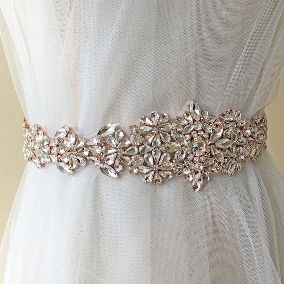 Rose Gold Silver Rhinestone Applique Iron Sew Wedding Applique Bridal  Accessorie