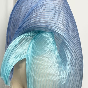 Farbverlauf Blau Stiff Spirale Organza Stoff Strukturierter Rosshaar Stoff für Kleid,Kostüme
