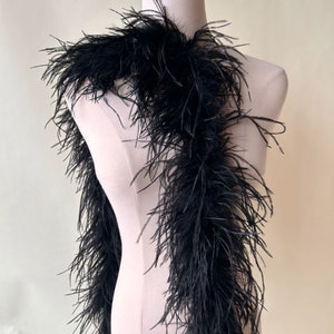 3Ply Black Feather Boa  Fluffy  Ostrich Feathers for Party Dress Cloth Decoration