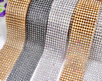 Diamond Shine Rhinestone Mesh Ribbon Iron on Bling Rhinestone Wrap for Wedding,Party Supplies
