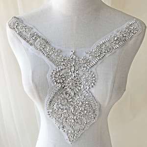 Sparkling Rhinestone Bling Accents Crystal Embellished Patch  Wedding Dress Accessories