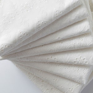 Cotton Fabric by yard  Embroidery Floral Cotton Fabric Off-White Eyelet Fabric for Tops, Dress  55 inches Width