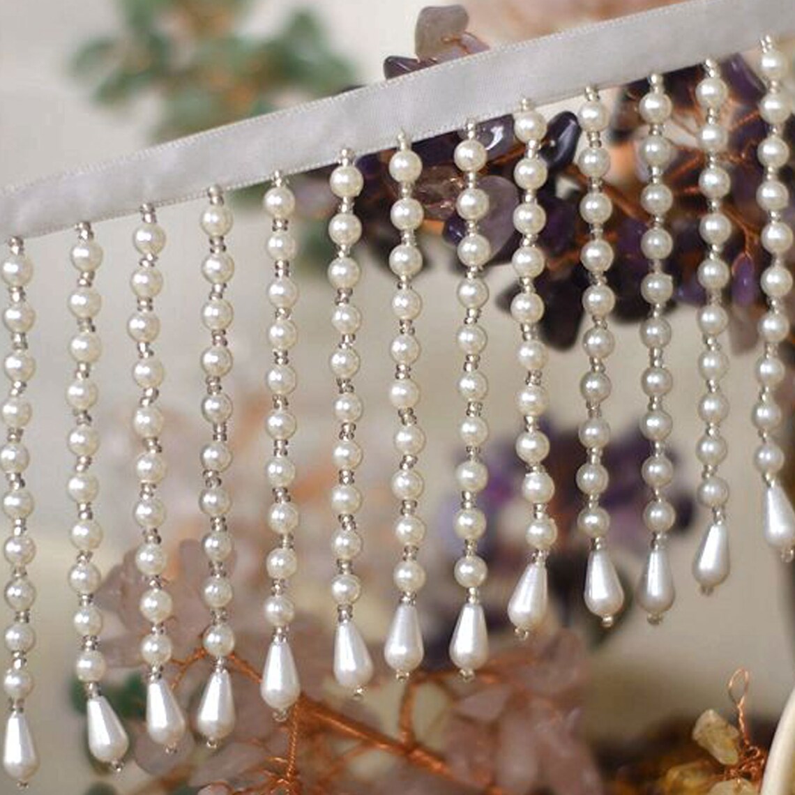 Pearl Beads Trim by the Yard Dangling Tassel Belt Pearl Bridal Etsy