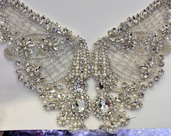 Rhhinestone Butterfly Sparkling Butterfly Lace Applique for Party Dress,Wedding Dress