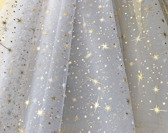 Goldfolie Sterne Stoff Bulk Lager Celestial Spitzenstoff Sterne Spitze Tüll für Hochzeit, Party 59 Zoll Breite