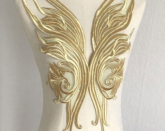 Metallic Gold Lace Applique Golden Embroidery Patch  for Party Bodice,Shorts,Lingerie