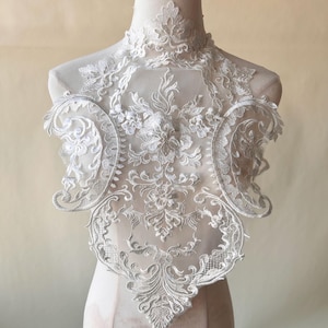 Off-White  Embroidery Bodice Lace Patch Wedding Dress  Sewing lace Applique Vintage Floral Motif