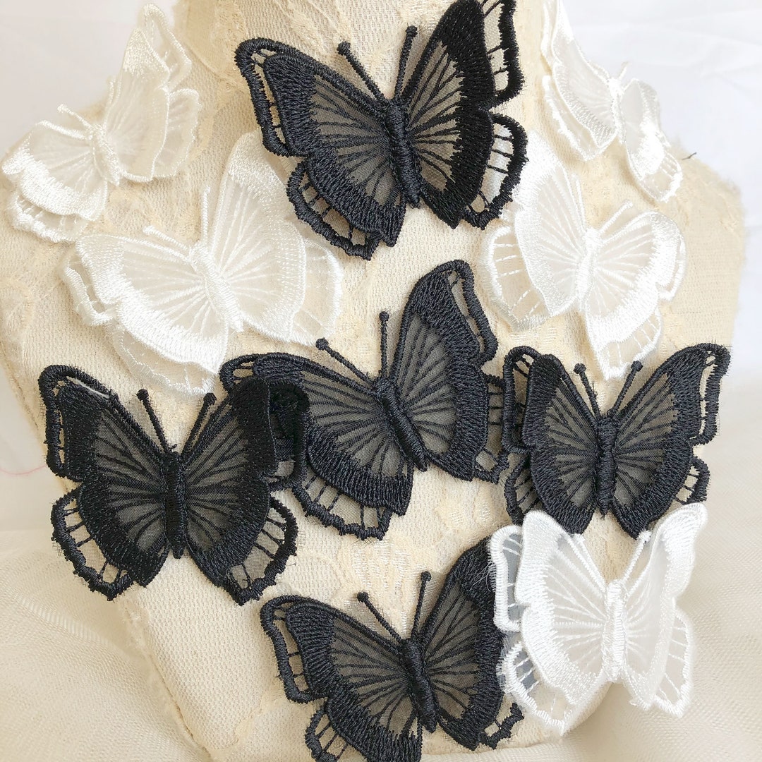 30PCS organza butterfly appliques Sewing Butterflies Embellishments Wedding