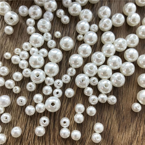 100pcs Pearl Beads Through Hole Ivory Pearl Vase Filler Craft Beads Loose  Pearls for Jewelry Making, Crafts -  Hong Kong