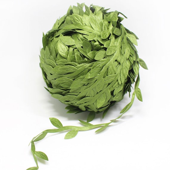 Nastro,Nastro con Foglie,Nastro di Foglie Artificiali,Decorazioni Creative,per Decorazioni Fai Da te Creative,per Decorazioni Natalizie,Matrimoni,Casa,Eccetera(Verde Scuro,15 M,2 Rotoli