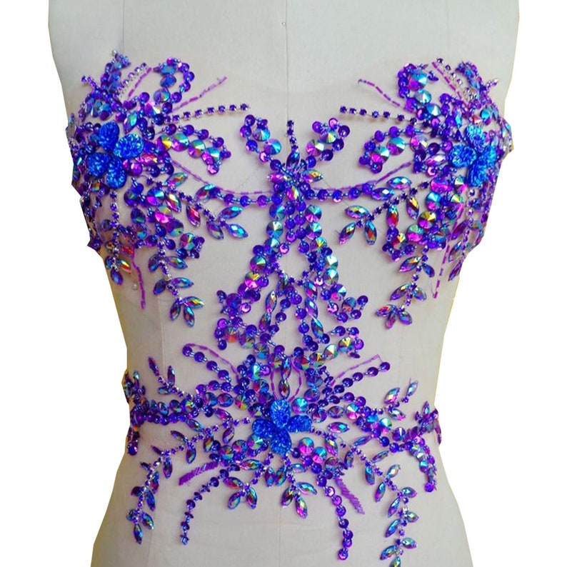 Beaded Bodice Applique Party Bodice Patch Bling Addition for Etsy