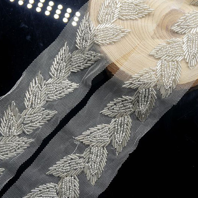 Beaded Pearl Leaves Trim by Yard Costumes Fringe Trimming Etsy