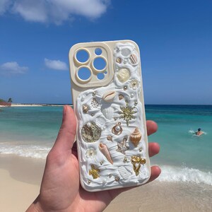 Seashell Phone Case, Decoden, Mosaic Phone Case, Beach Coastal Aesthetic, Handmade, Handpicked Curacao Hawaii Florida Shells & Seaglass