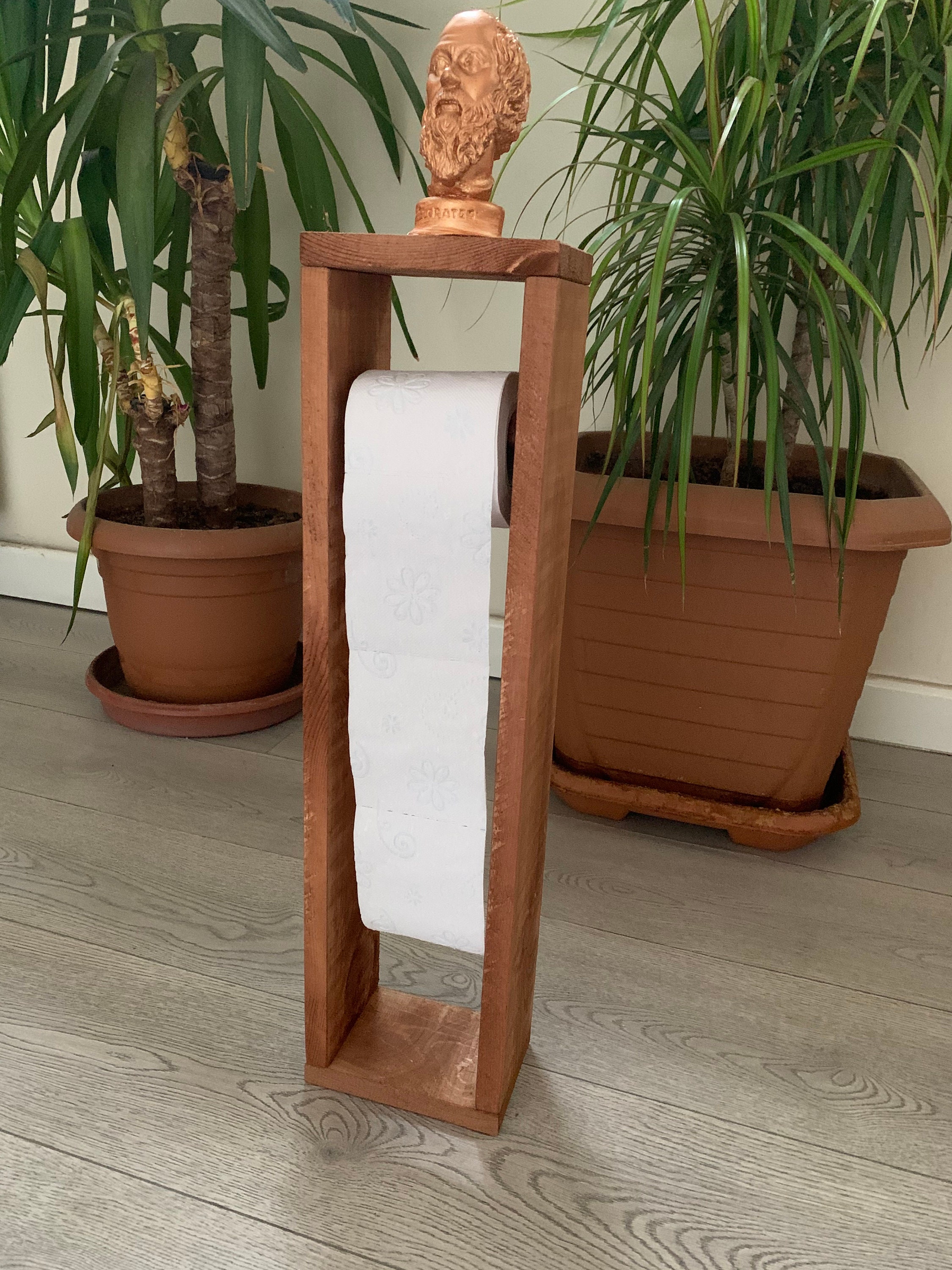 Bamboo Toilet Roll Holder Bathroom Decor Toilet Paper Etsy