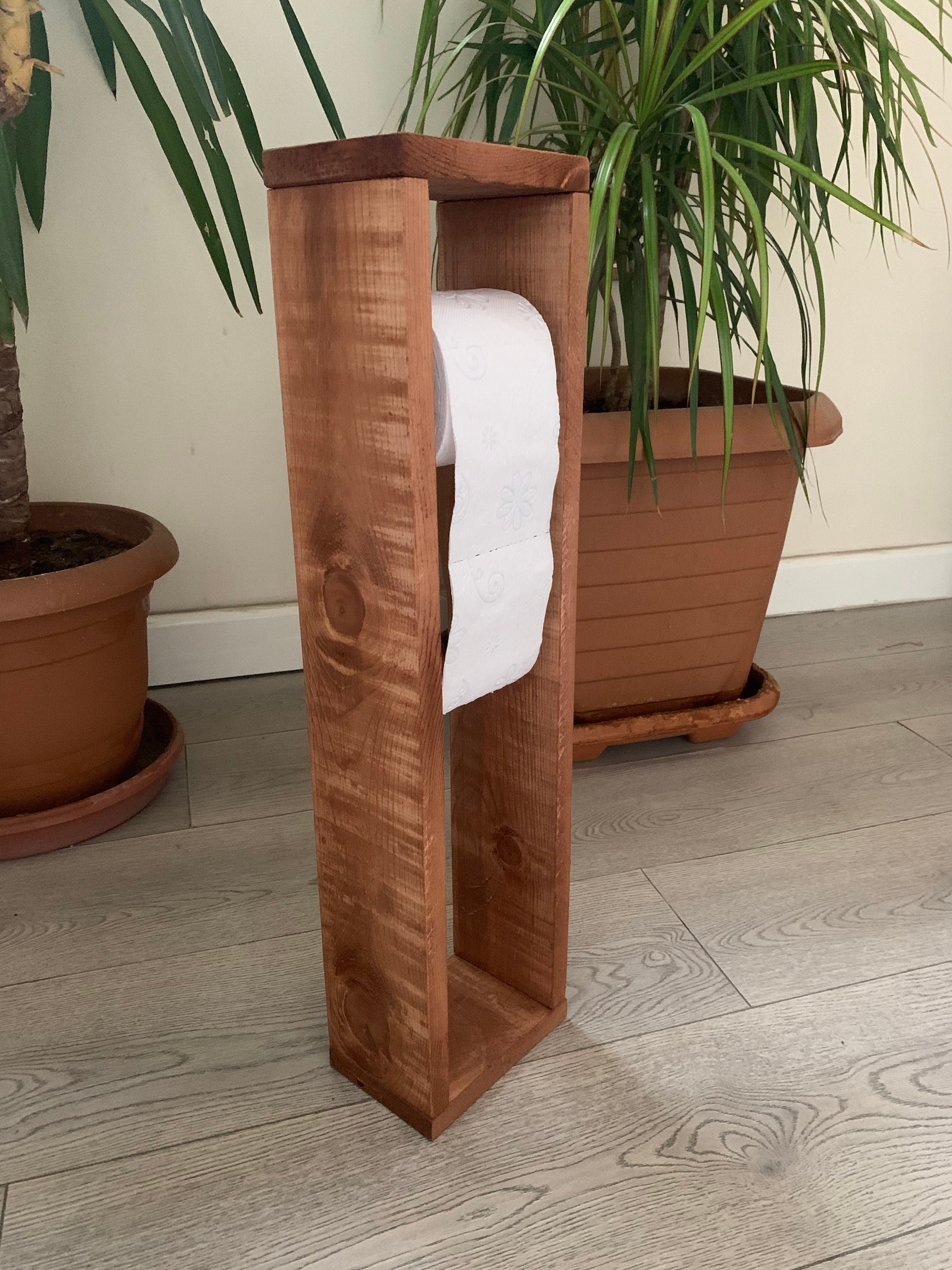 Bamboo Toilet Roll Holder Bathroom Decor Toilet Paper Etsy