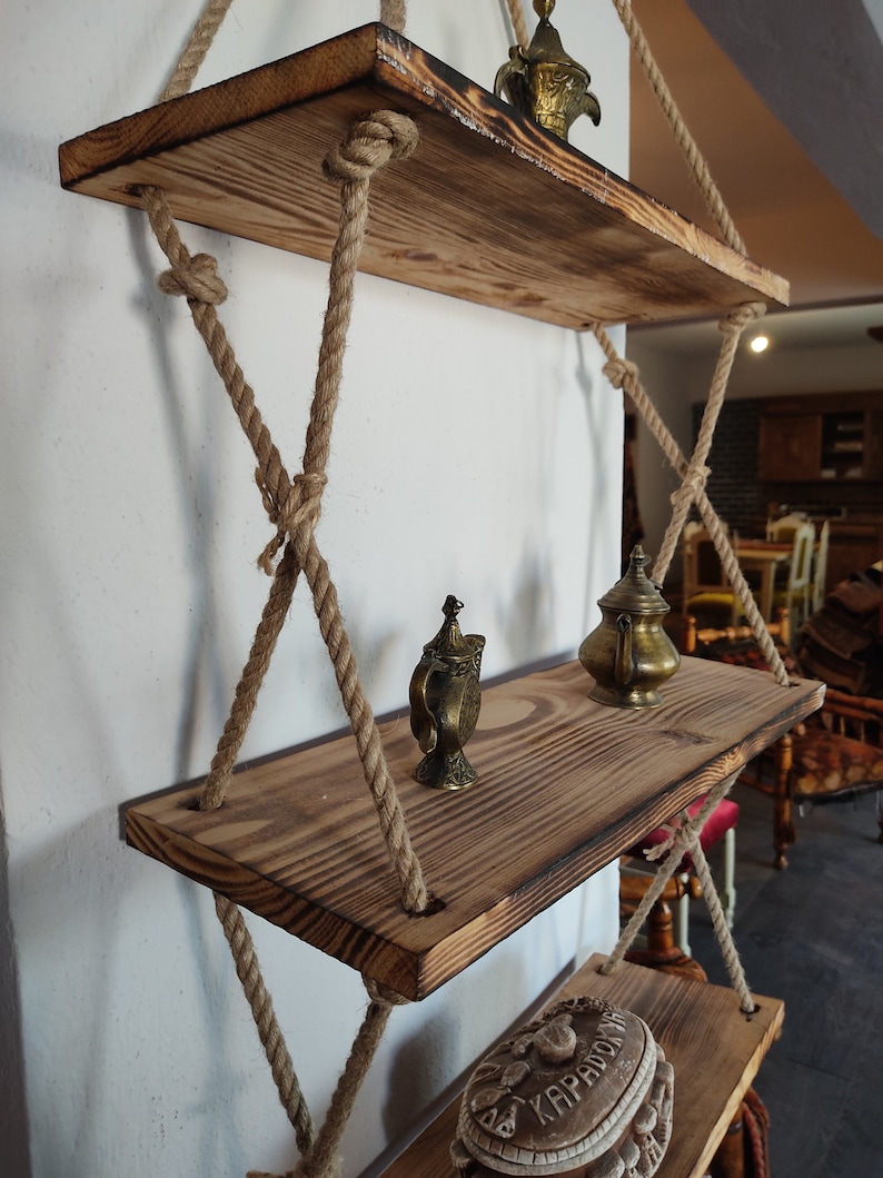 Wooden Hanging Shelf Three Tiered Shelf Wall Shelf Wall Shelf Etsy India