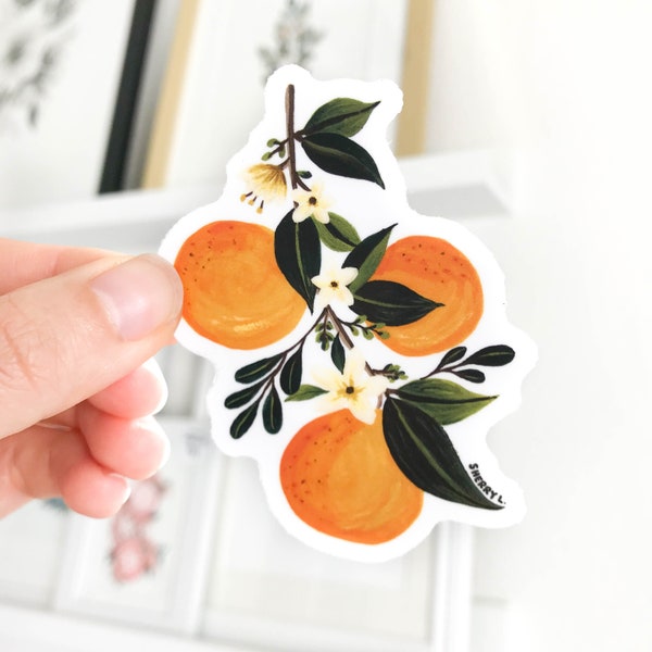 Orange Blossom Vinyl Sticker | citrus fruit waterproof die cut durable sticker | water bottle, laptop, notebook, planner, cell phone