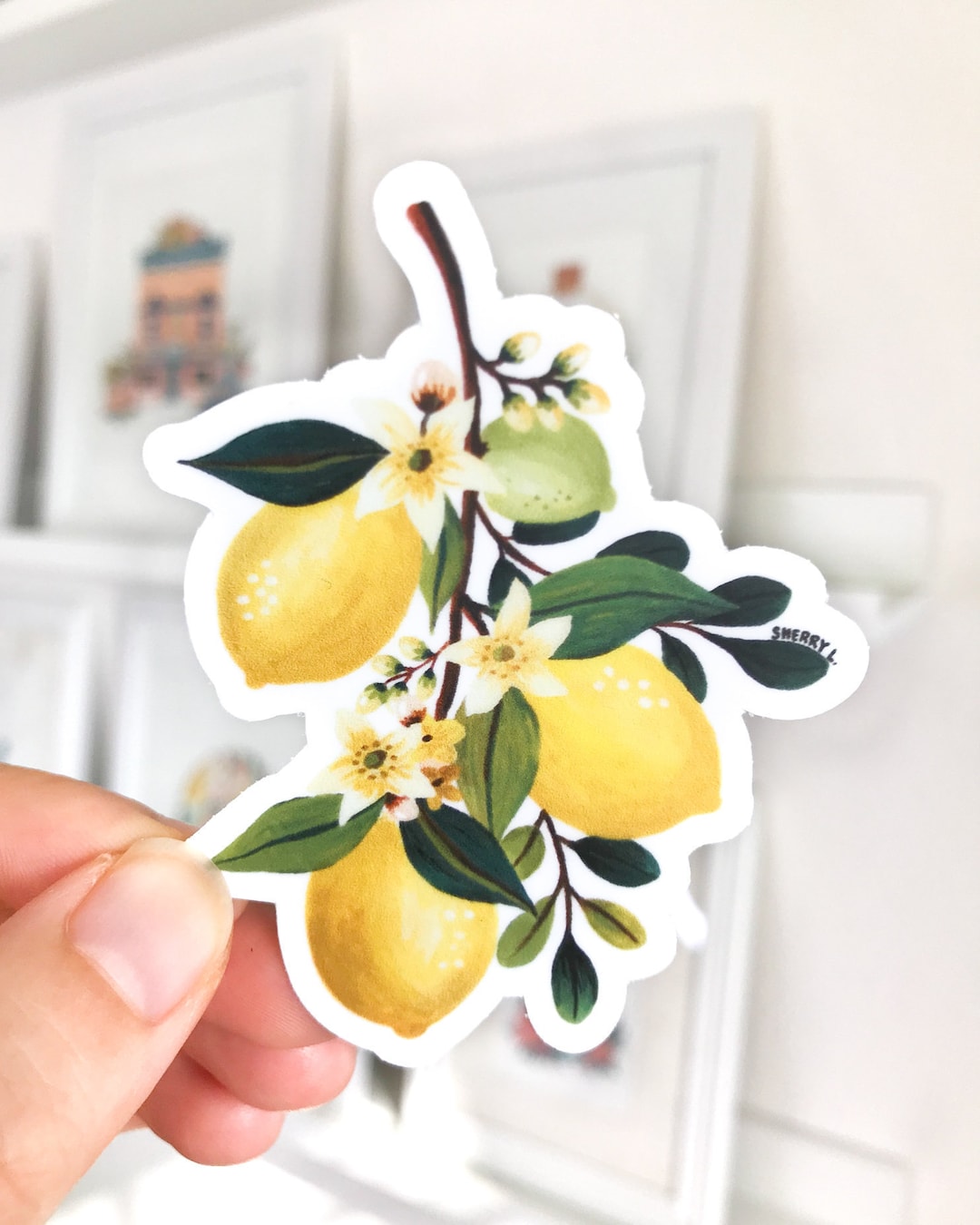 Lemon Blossom Vinyl Sticker | Citrus Fruit Waterproof Die Cut Durable ...