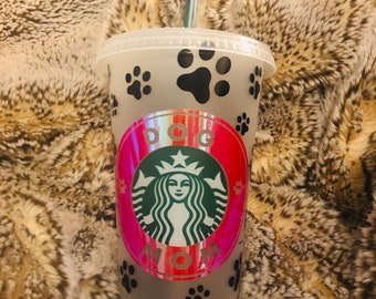 Dog Mom Starbucks Cup| Reusable Starbucks Cup| Personalized Starbucks Cup| Custom gift| Animal print | Paw Print