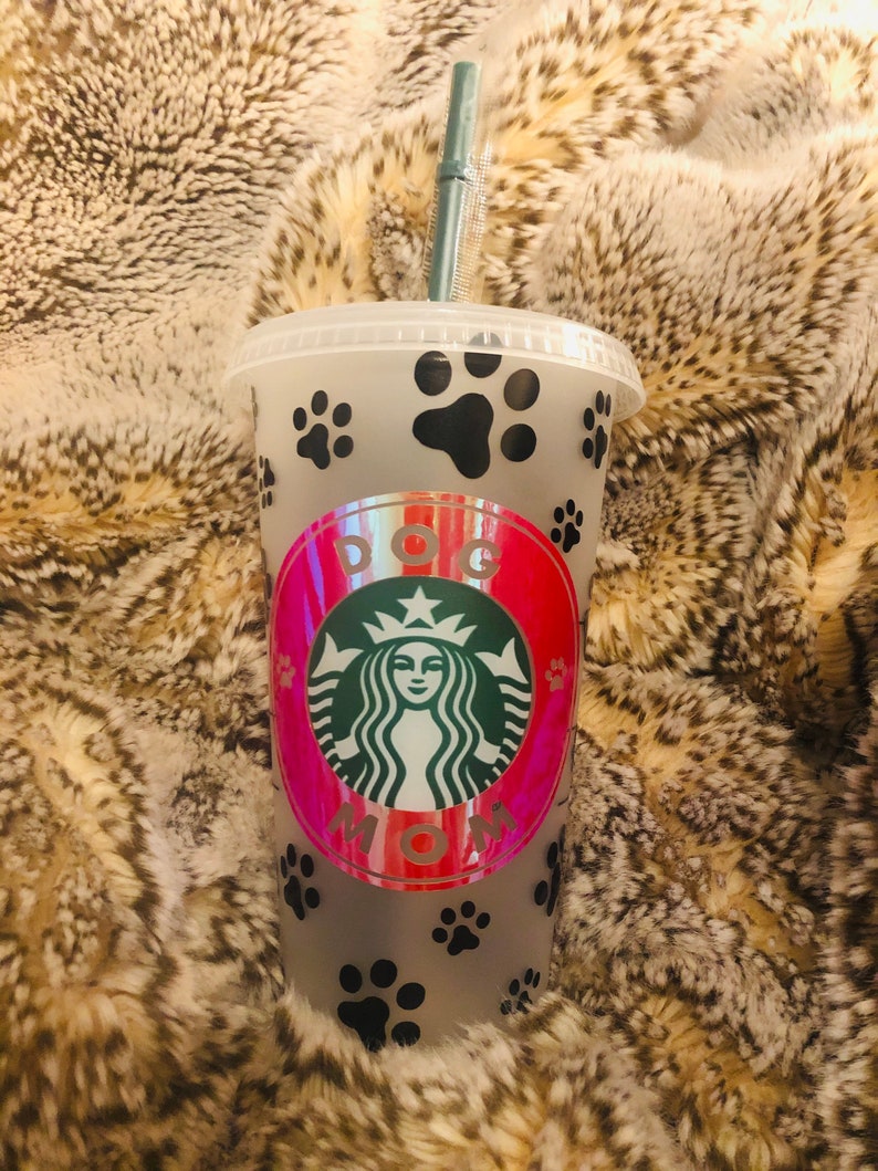 Dog Mom Starbucks Cup Reusable Starbucks Cup Personalized Starbucks Cup Custom gift Animal print Paw Print image 1