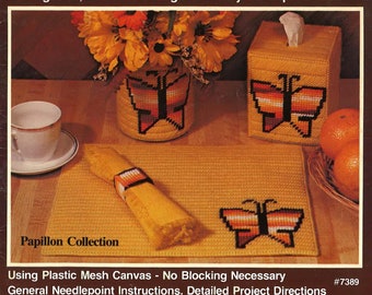 Vintage Plastic Canvas Pattern Book / Plastic Canvas Patterns / Butterfly and Mushroom Plastic Canvas /  1980s Design