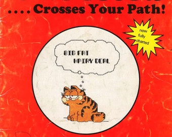 Vintage Cross Stitch Patterns / Garfield Cross Stitch Patterns / Big Fat Hairy Deal / I Hate Mondays/ 1980s Design