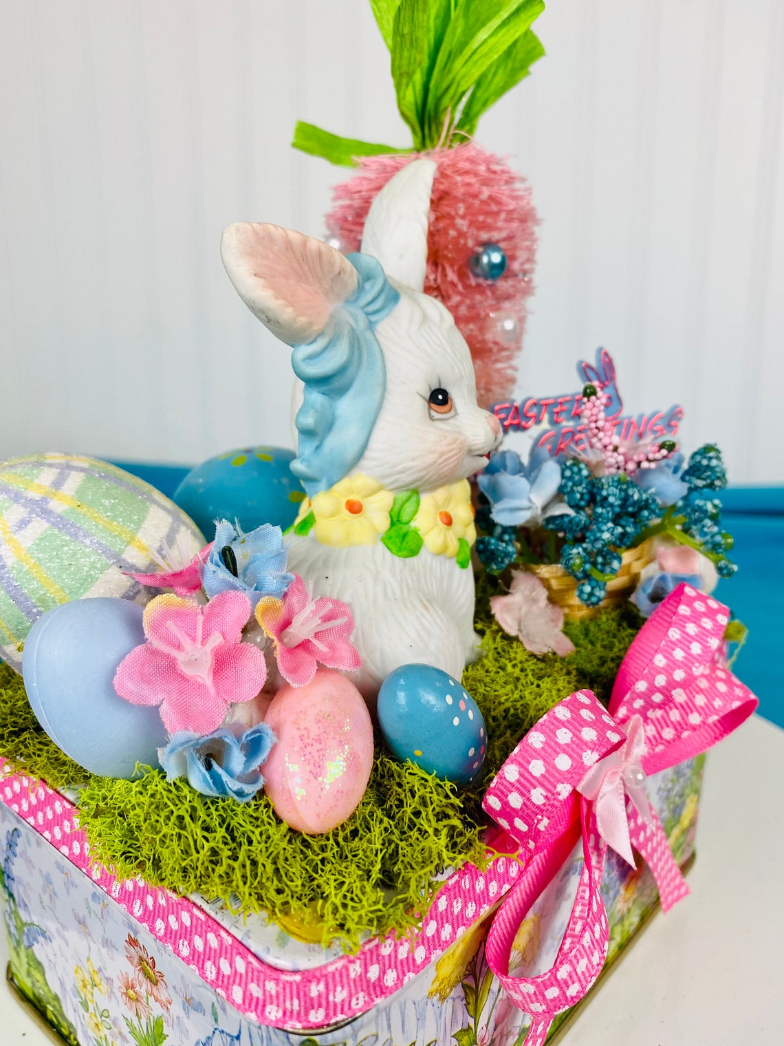 Vintage Inspired Easter Decor / Vintage Homco Bunny / Easter Etsy