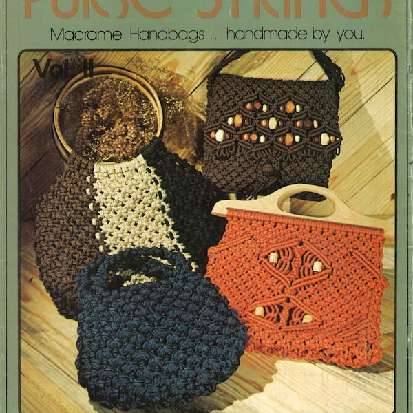 Vintage Macrame Handbag Patterns / Vintage Macrame Purse Patterns / Macrame Purse / Macrame / 1970s Design