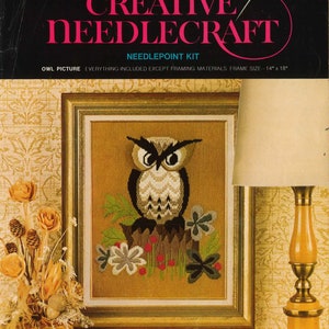 Vintage Needlepoint Bargello Pattern / Owl Needlepoint / Owl Bargello / Avon Pattern / Digital Pattern / Instant Download / 1970s Design