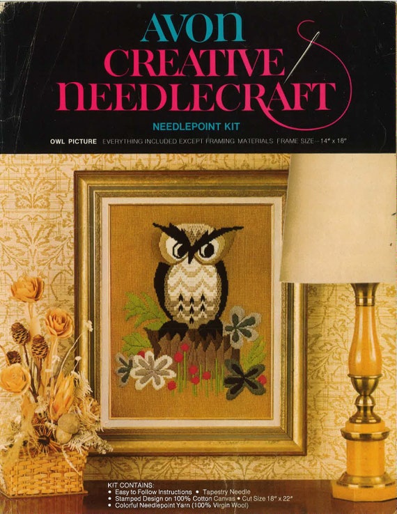 Vintage Needlepoint Bargello Pattern / Owl Needlepoint / Owl Bargello / Avon Pattern / Digital Pattern / Instant Download / 1970s Design
