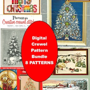 Paquete de patrones digitales para bordado con lana vintage / lana navideña / lana festiva / lana de invierno / bordado navideño / paquete de patrones