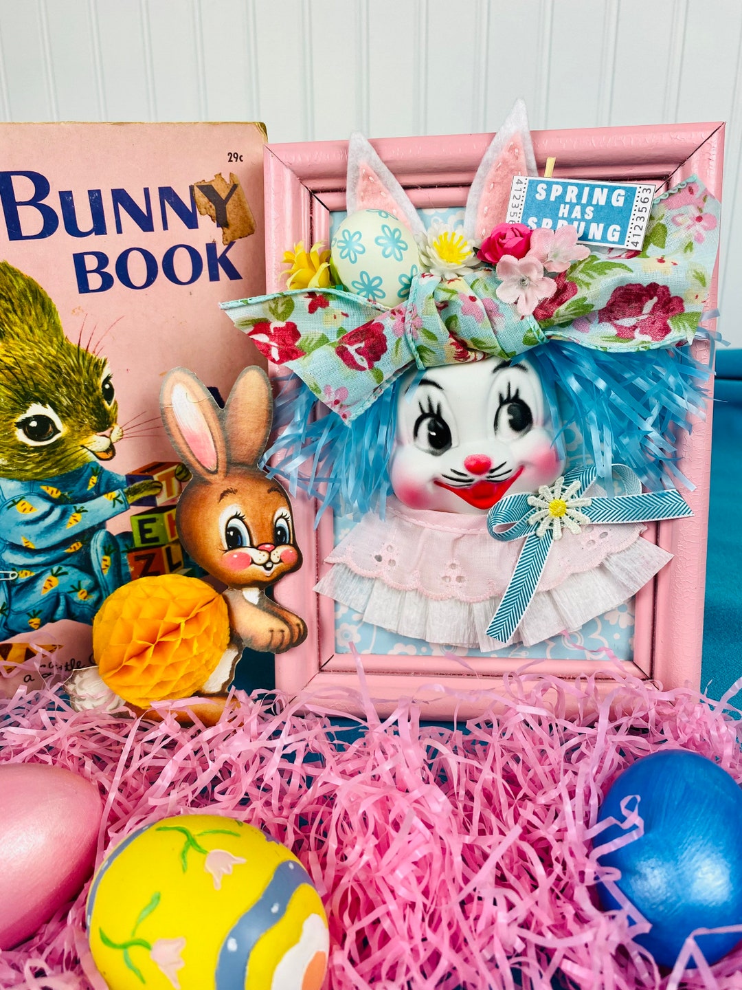 Vintage Easter Decor / Vintage Bunny Face / Kitsch / Retro Easter ...