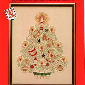 Patrón digital de bordado de lana vintage / Patrón de lana de árbol de Navidad / Patrón de lana de Navidad / Bordado de Navidad / Patrón de mecha de vela