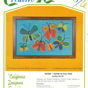 Vintage Crewel Embroidery / Crewel Pattern / Butterfly Crewel / Reverie  / Bucilla / Digital Pattern / Instant Download / 1970s Design