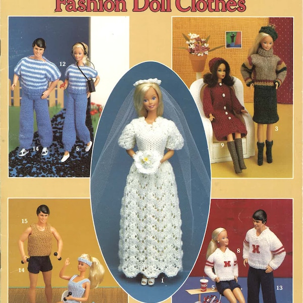 Vintage Assortment of Fashion Doll Clothes Knitting Pattern for Girl and Boy / Vintage Knitting Pattern / PDF Pattern / Instant Download