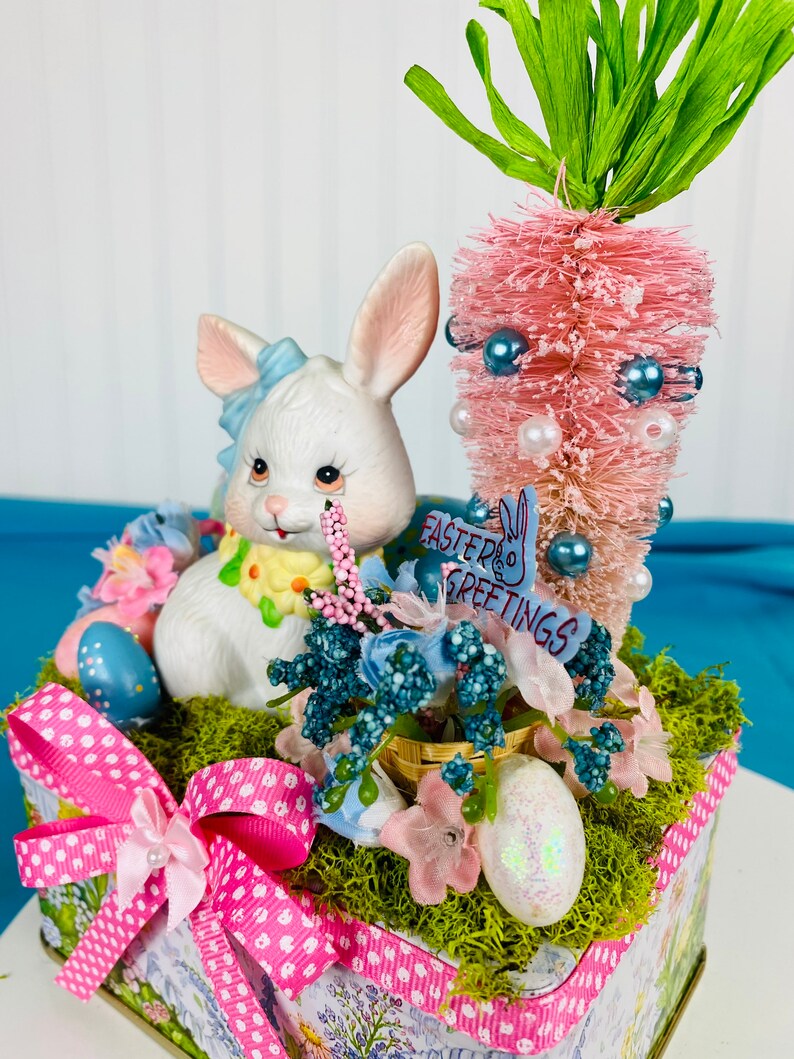 Vintage Inspired Easter Decor / Vintage Homco Bunny / Easter Etsy