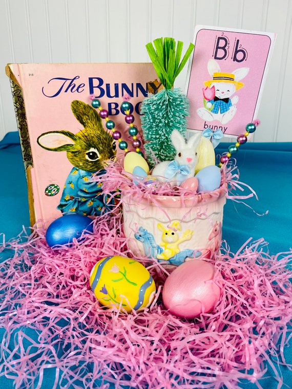 Vintage Inspired Easter Decor / Vintage Flocked Bunny / Easter Etsy