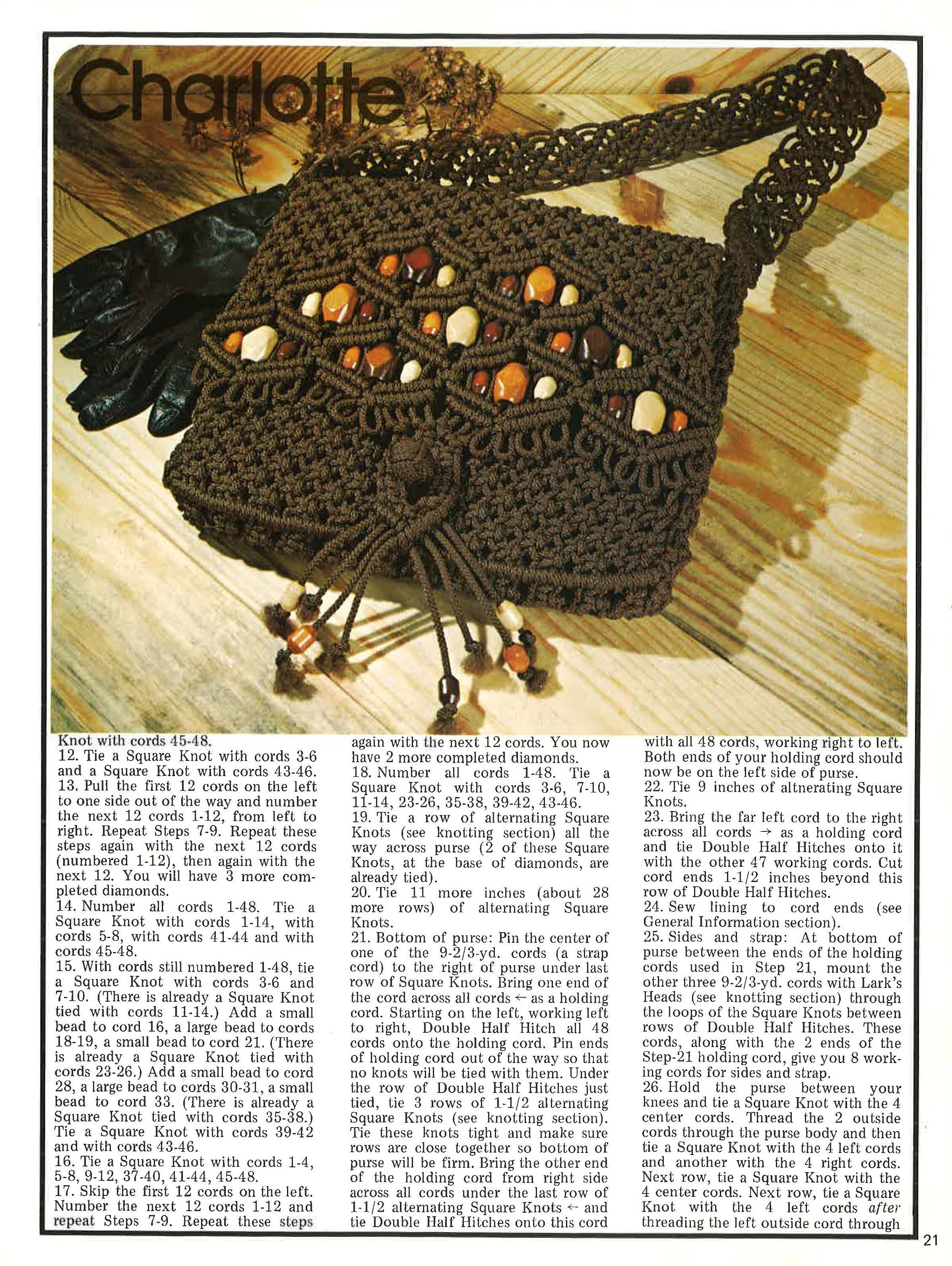 Vintage Macrame Handbag Patterns / Vintage Macrame Purse - Etsy