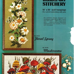 Vintage Crewel Stickmuster / Pilz Crewel / Boho Crewel / Vintage Stickerei / Digitales Muster