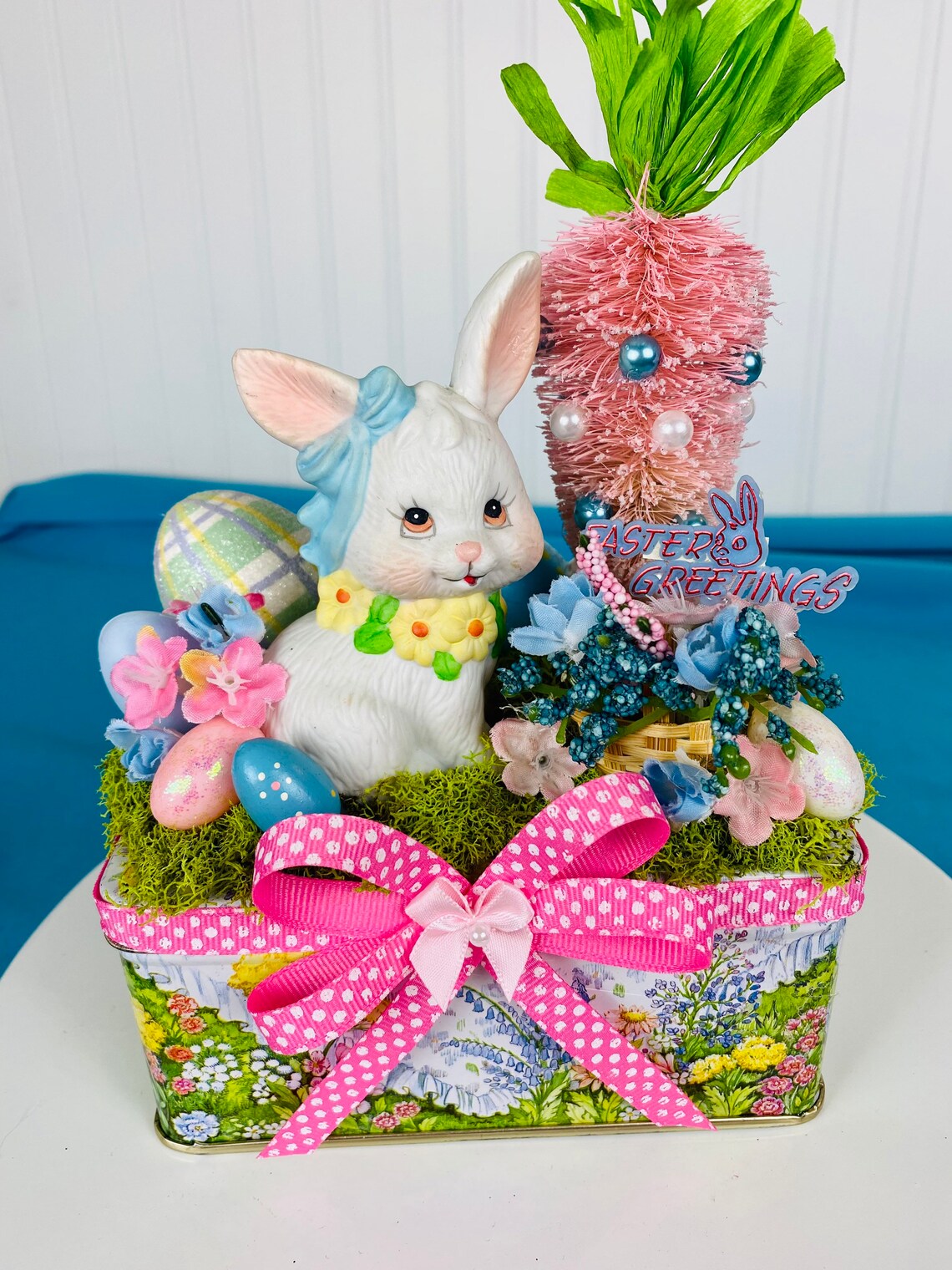 Vintage Inspired Easter Decor / Vintage Homco Bunny / Easter Etsy