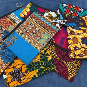 Colorful Zipper Pouch --- African Waxprint --- African Cloth Wallet --- Change Purse -- Small Bag