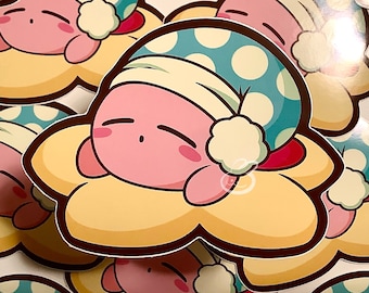 Sleepy Kirb Sticker | 4" Star Poyo Sticker | Cute Glossy Vinyl Sticker | Laptop Stickers | Free Shipping