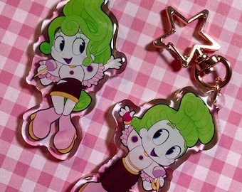 Velvet & Veneer Charms | 2.5" Epoxy Acrylic Double Sided Charm + Sticker Set | Trolls Keychain