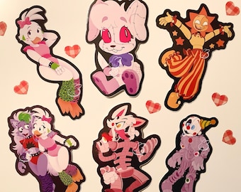 4” Animatronic Stickers | Sun, Glamrock, Robot Fox, Bunny | Cute Jumbo Fnaf Sticker Set | Free Shipping