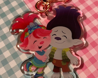 Broppy Acrylic Charm | 2.5" Epoxy Double Sided Keychain + Sticker Set | Trolls