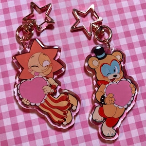 Sun & Freddy Acrylic Charms | 2.5” Epoxy Charm + Sticker Sets | Double Sided Cute Clear Keychain | Free Shipping