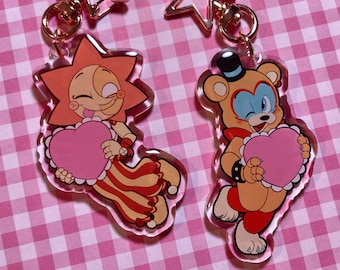 Sun & Freddy Acrylic Charms | 2.5” Epoxy Charm + Sticker Sets | Double Sided Cute Clear Keychain | Free Shipping